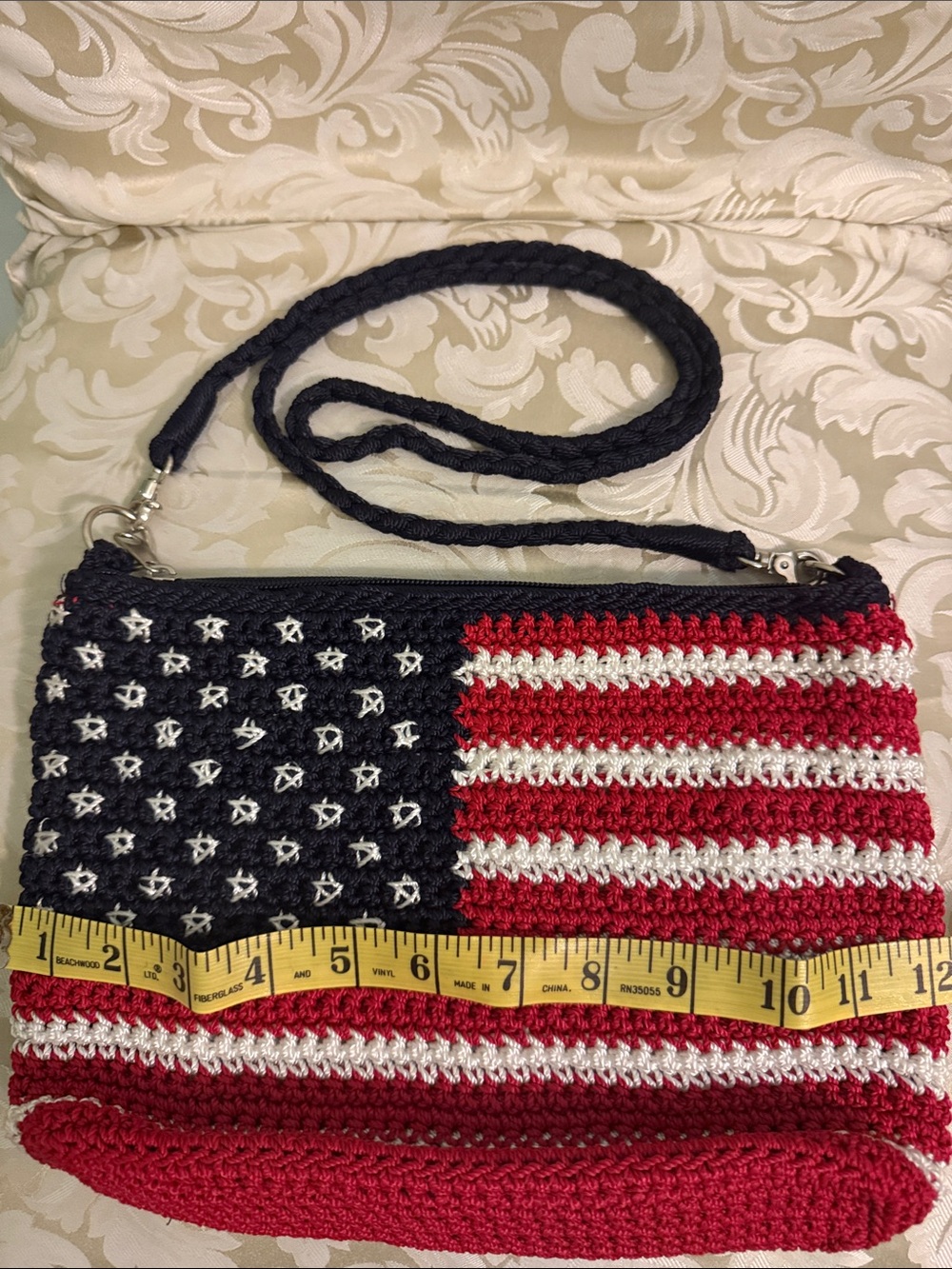 The Sak Crochet American Flag Crossbody Bag - Red, White & Navy